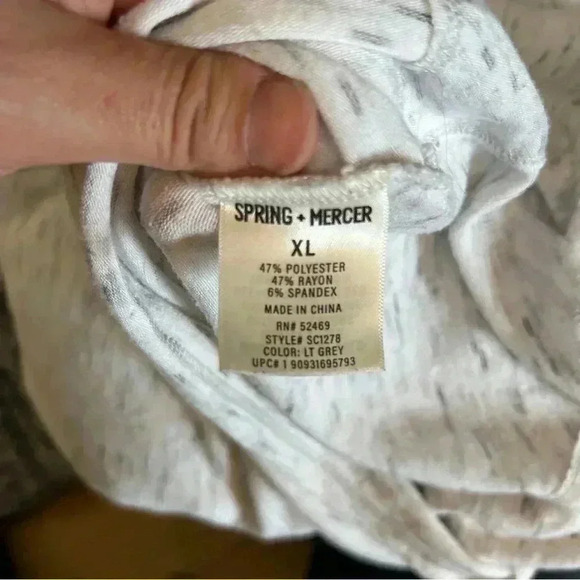 Spring & Mercer Women's Super Soft Comfy Long Sleeve Dye Tunic Tee Light Grey XL - Picture 5 of 6